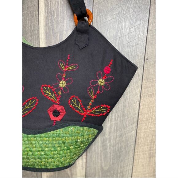 Lantern Moon Embroidered Straw Tote - Picture 2 of 10